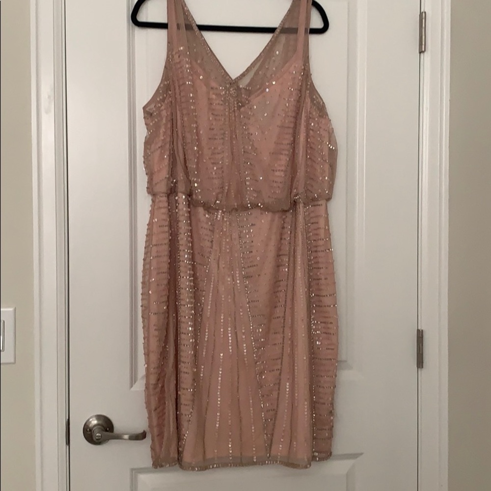 Adrianna Papell beaded pink dress *sz 22*